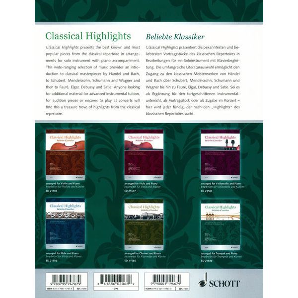 Schott Classical Highlights Trumpet