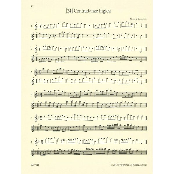 Bärenreiter Paganini 24 Capricci Violin