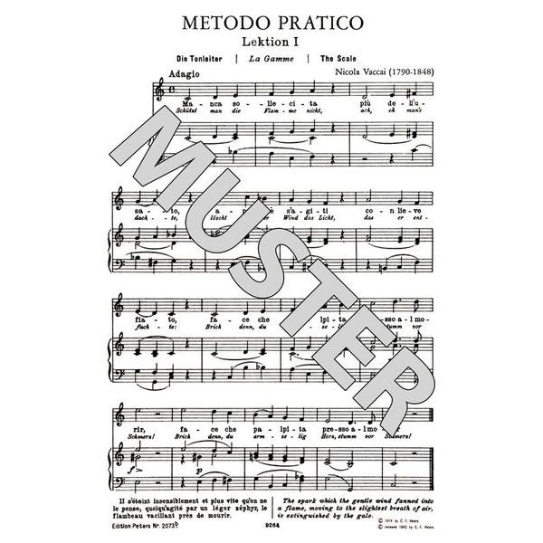 Edition Peters Vaccai Metodo Canto Medium