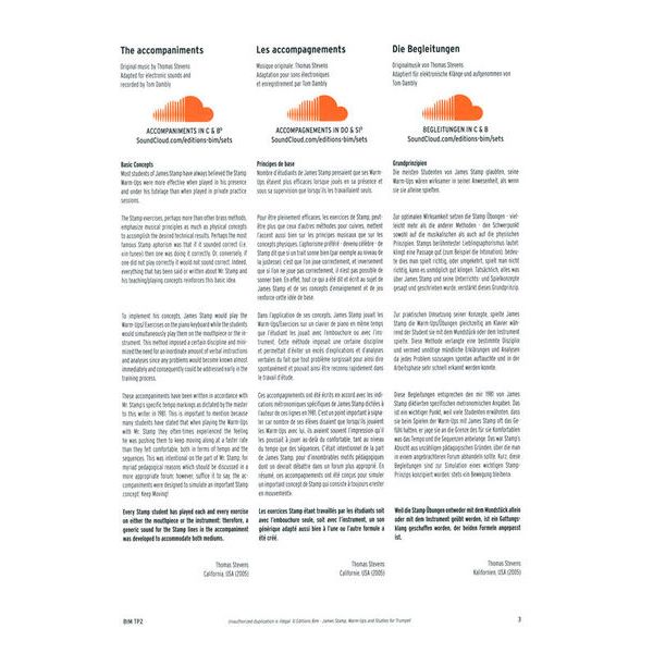 Editions Bim Warm-Ups And Studies Trumpet