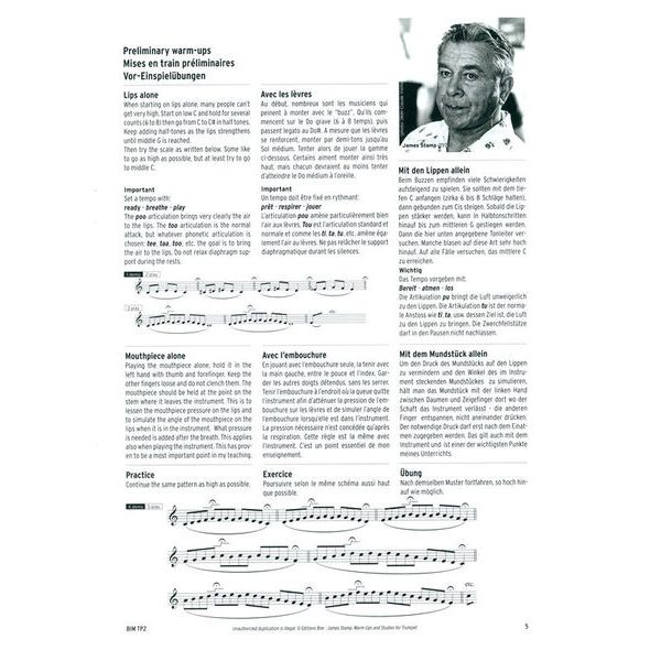 Editions Bim Warm-Ups And Studies Trumpet