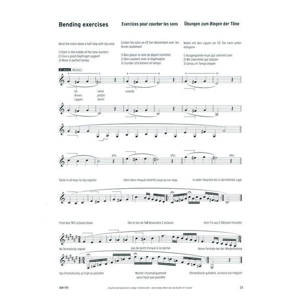 Editions Bim Warm-Ups And Studies Trumpet