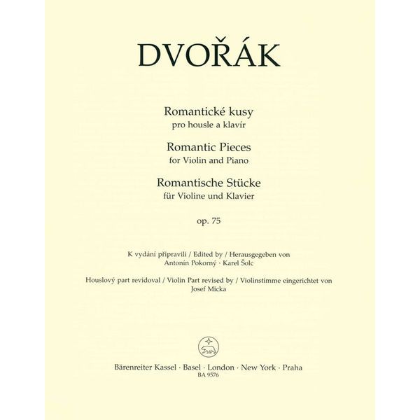 Bärenreiter Dvorak Romantische Stücke