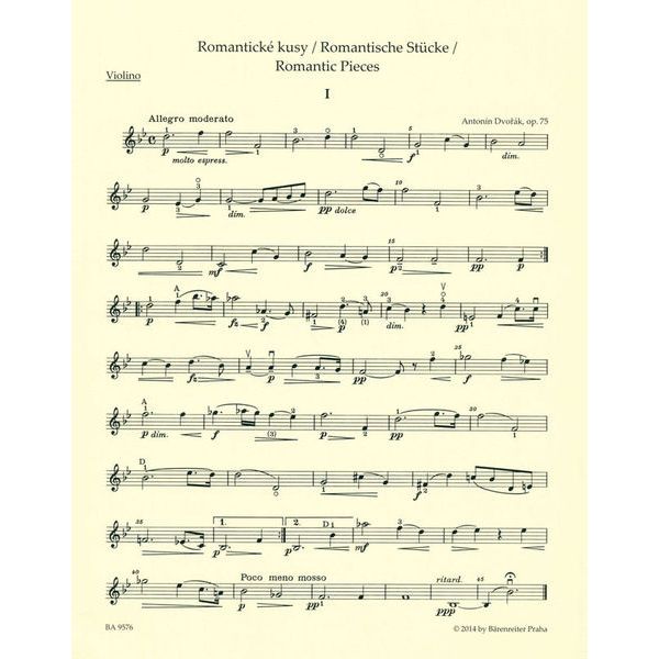 Bärenreiter Dvorak Romantische Stücke
