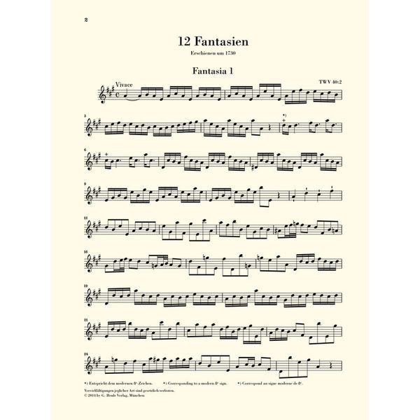 Henle Verlag Telemann Zwölf Fantasien Flöte