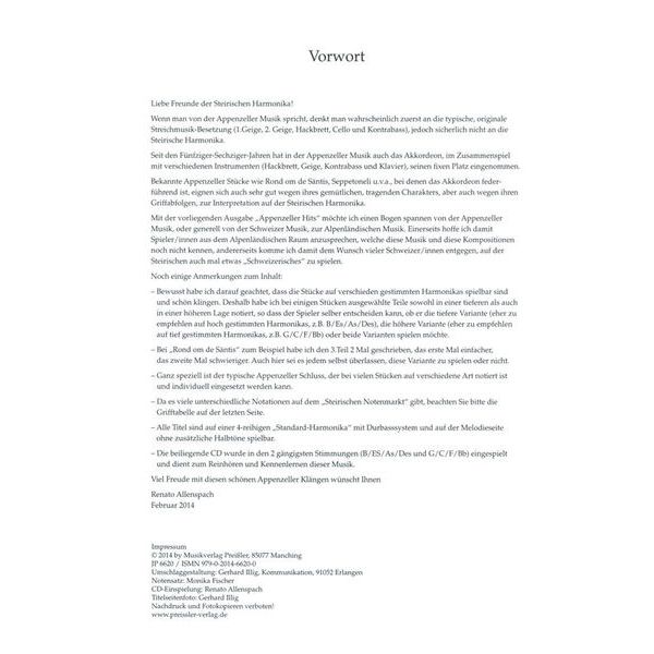 Musikverlag Preissler Appenzeller Hits Steirische