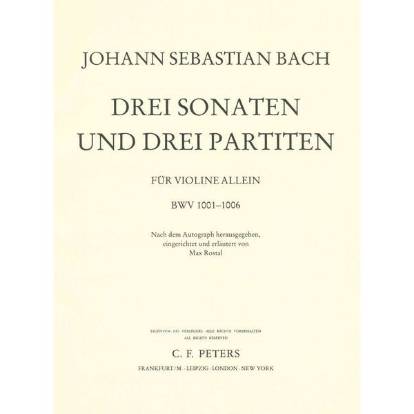 Edition Peters Bach Sonaten und Partiten