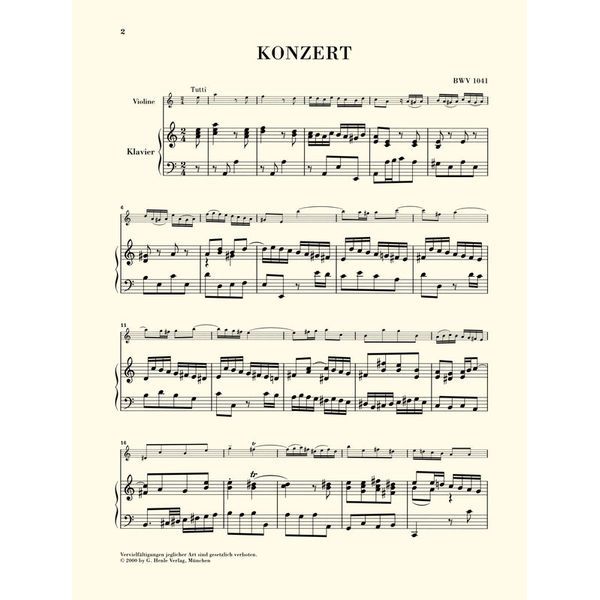 Henle Verlag Bach Violinkonzert a-moll