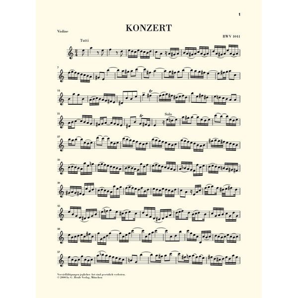 Henle Verlag Bach Violinkonzert a-moll