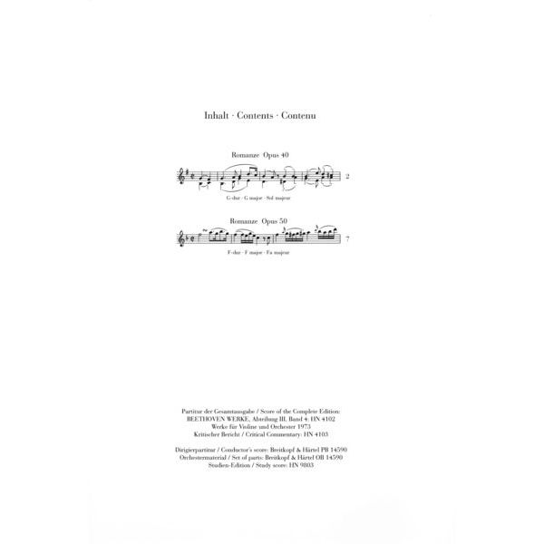 Henle Verlag Beethoven Violinromanzen