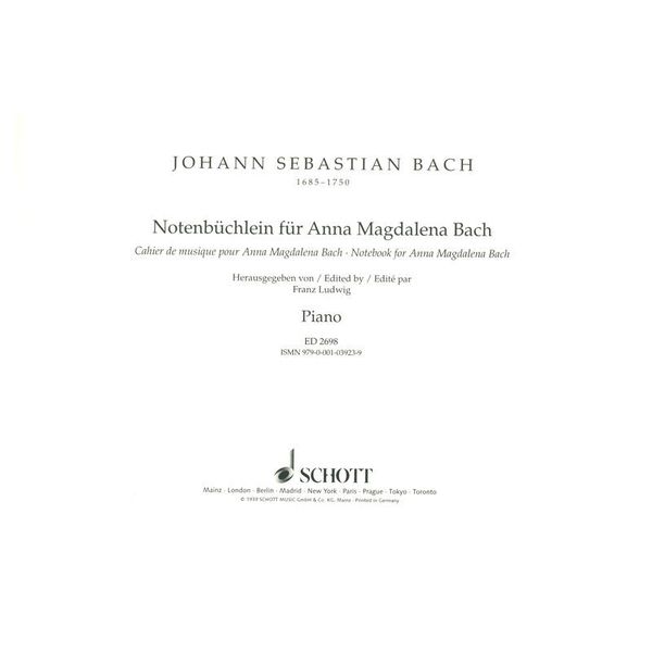 Schott Bach Notenbüchlein