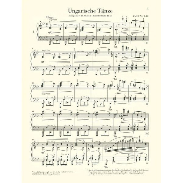 Henle Verlag Brahms Ungarische Tänze 1-10
