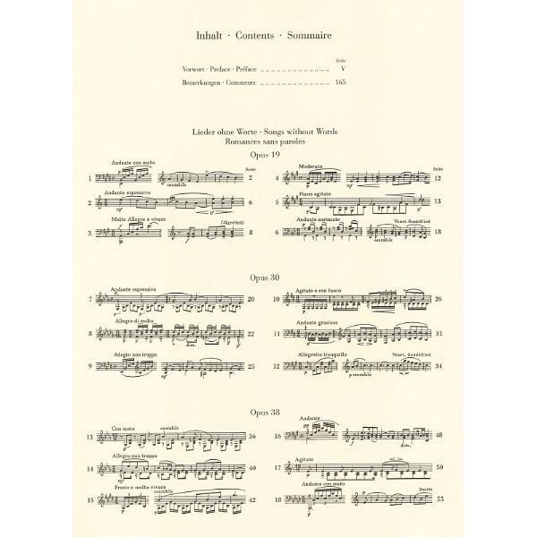 Henle Verlag Mendelssohn Lieder ohne Worte