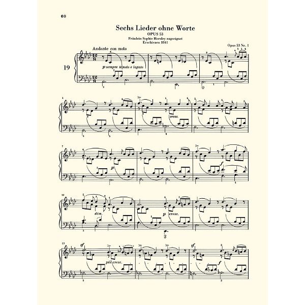 Henle Verlag Mendelssohn Lieder ohne Worte