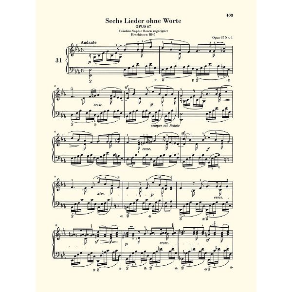 Henle Verlag Mendelssohn Lieder ohne Worte