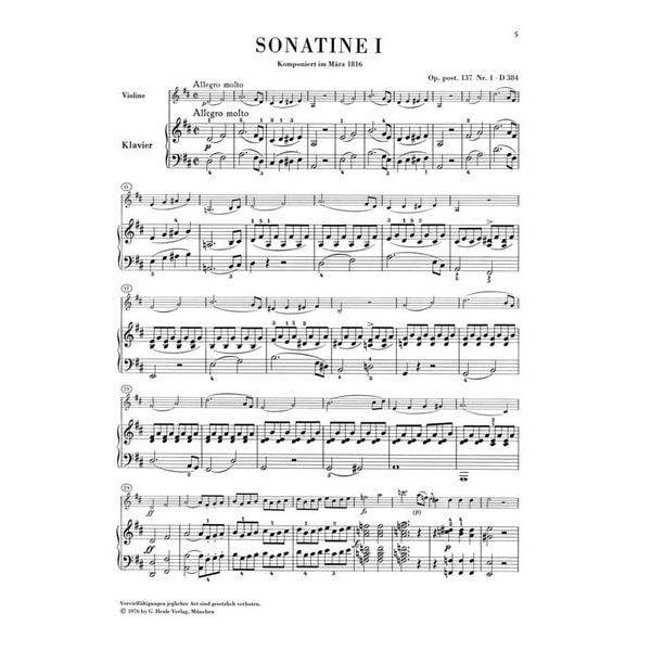 Henle Verlag Schubert Violin Sonatinas