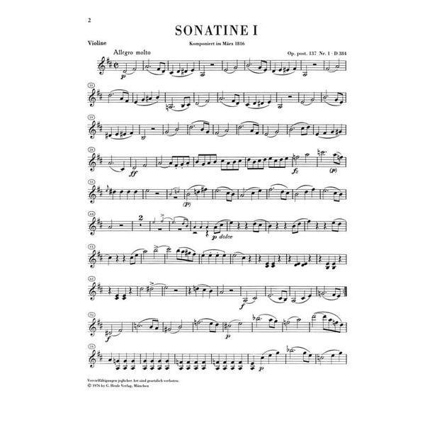 Henle Verlag Schubert Violin Sonatinas