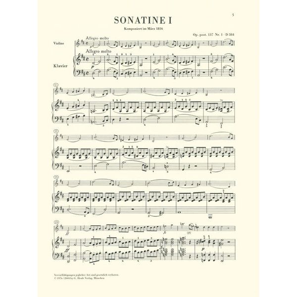 Henle Verlag Schubert Violinsonaten