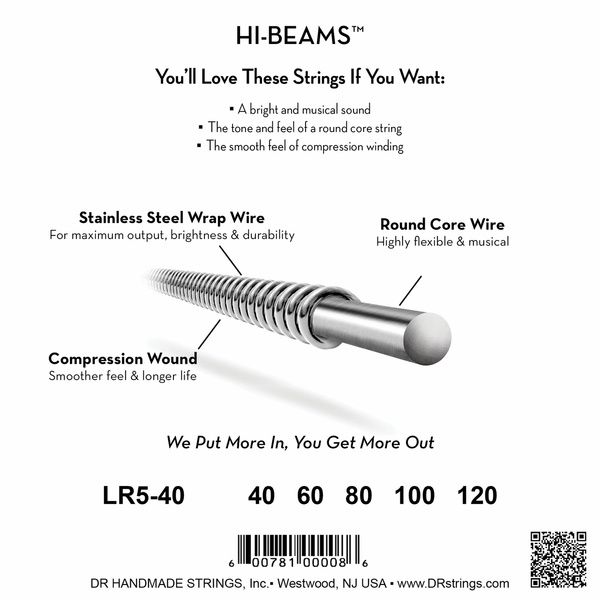 DR Strings Hi-Beams LR5-40