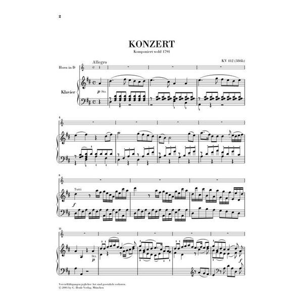 Henle Verlag Mozart Hornkonzert Nr. 1 D-Dur