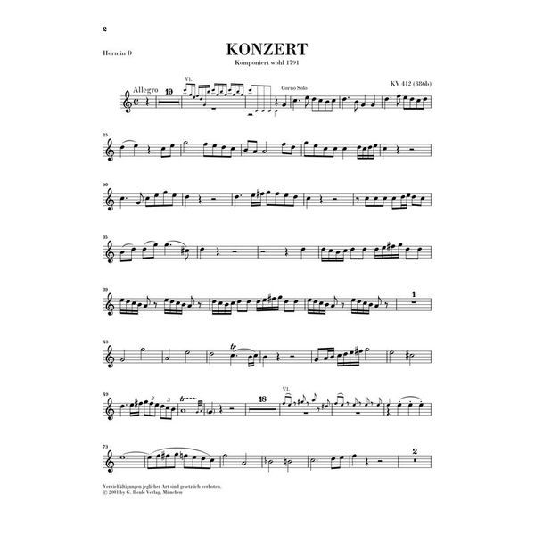 Henle Verlag Mozart Hornkonzert Nr. 1 D-Dur