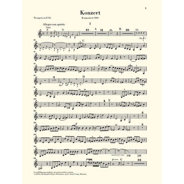 Henle Verlag Hummel Trompetenkonzert E-Dur