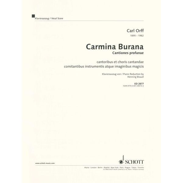 Schott Orff Carmina Burana Chor