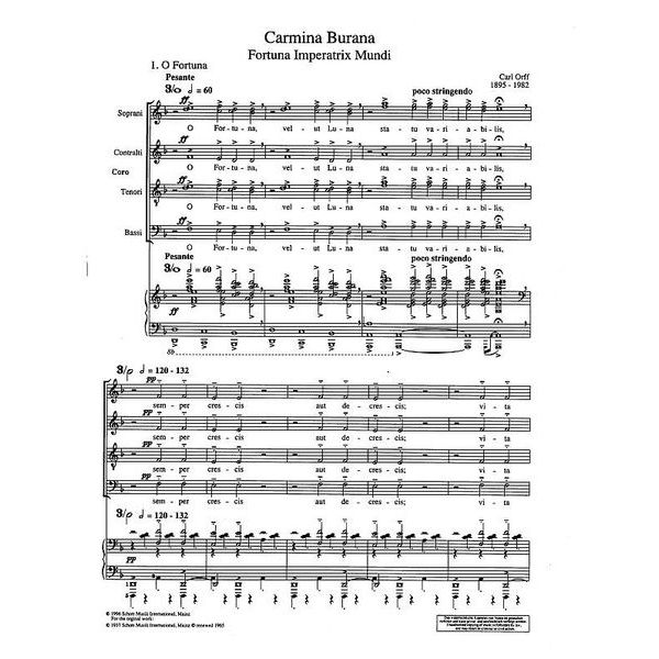 Schott Orff Carmina Burana Chor