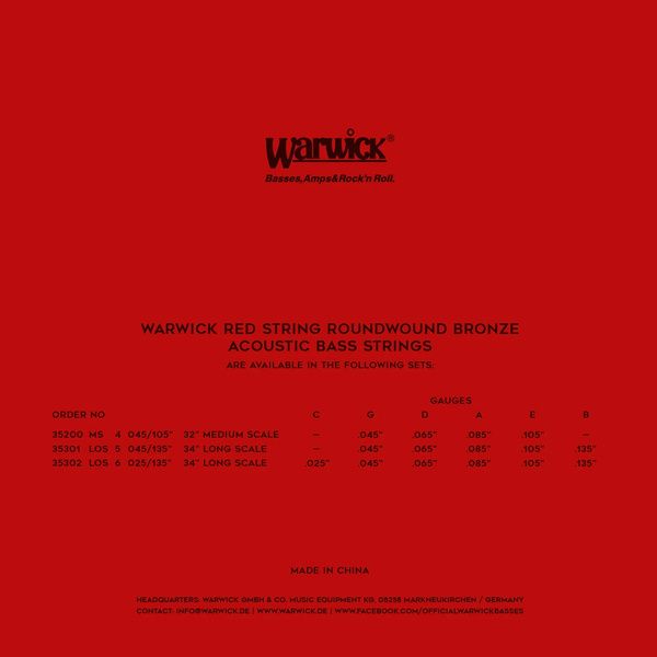 Warwick Acoustic Bass Strings 6 25-135