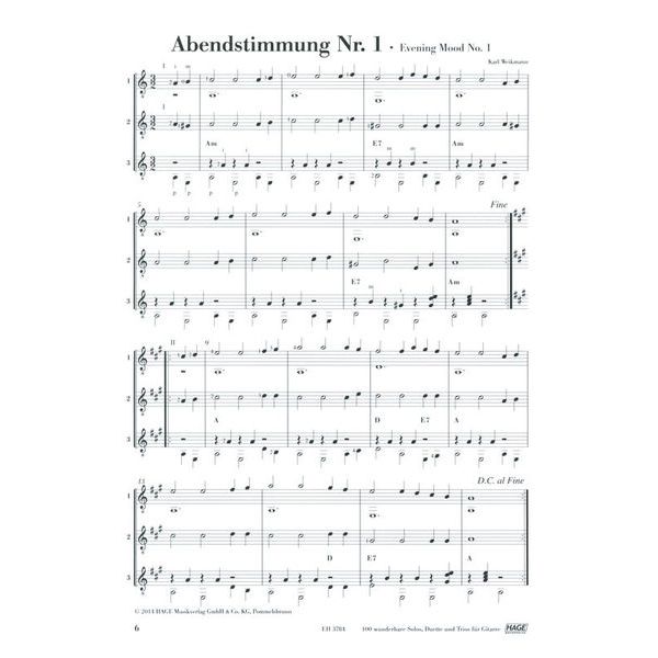 Hage Musikverlag 100 Solos Duets Trios Guitar
