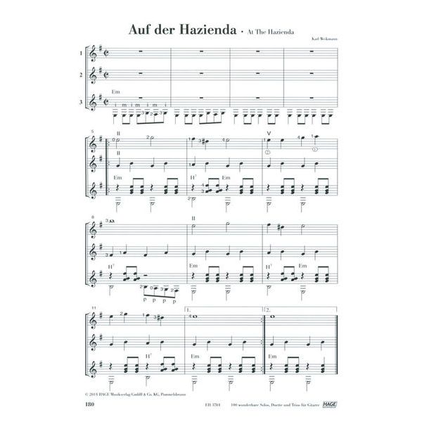 Hage Musikverlag 100 Solos Duets Trios Guitar