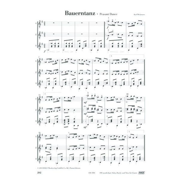 Hage Musikverlag 100 Solos Duets Trios Guitar