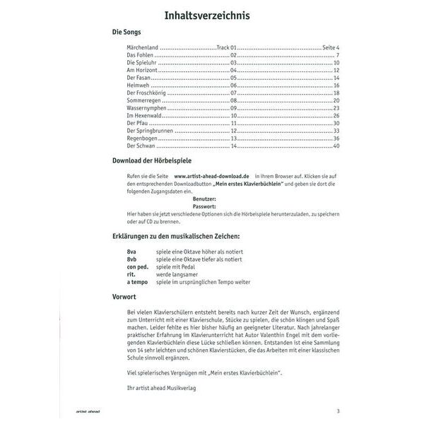 Artist Ahead Musikverlag Mein erstes Klavierbüchlein