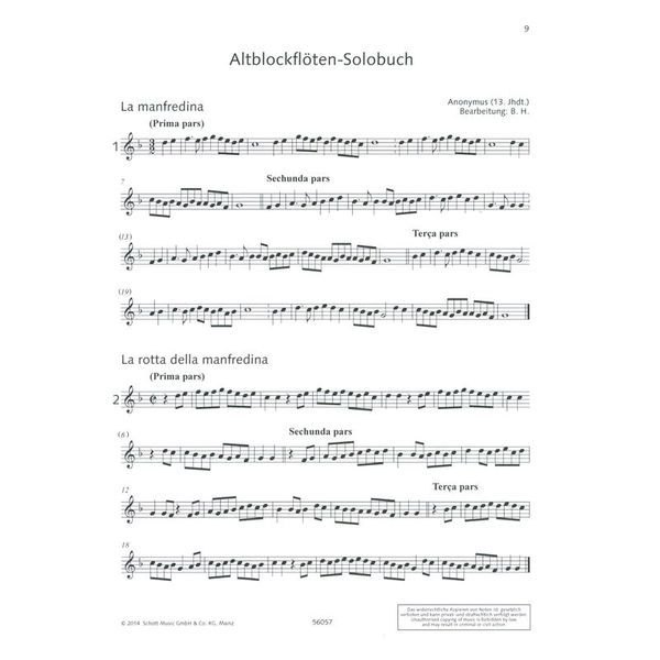 Schott Altblockflöten-Solobuch