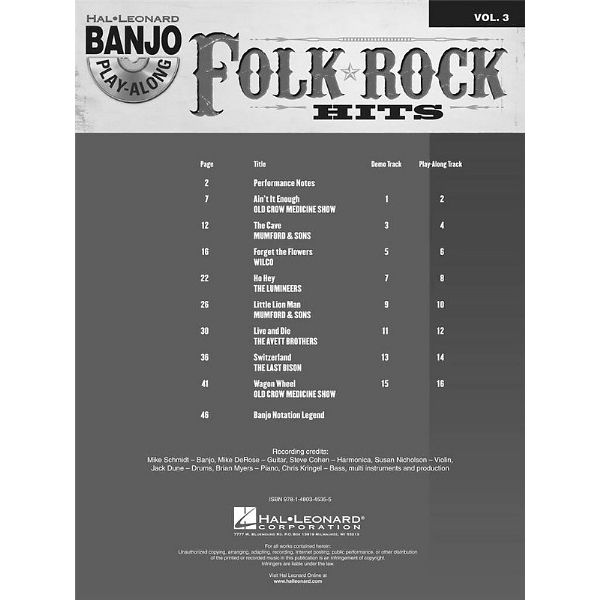 Hal Leonard Banjo Play-Along Folk Rock