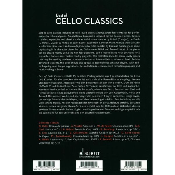 Schott Best Of Cello Classics