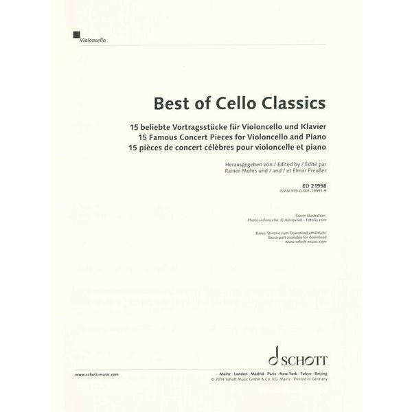 Schott Best Of Cello Classics