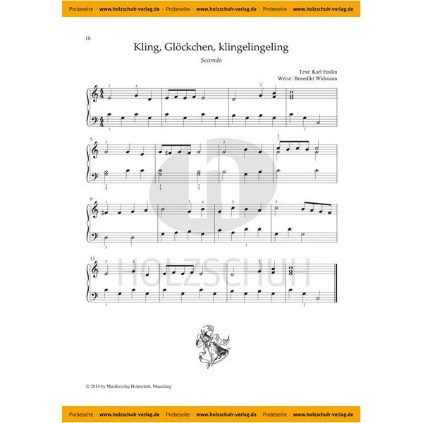 Holzschuh Verlag Vierhändige Weihnachtslieder