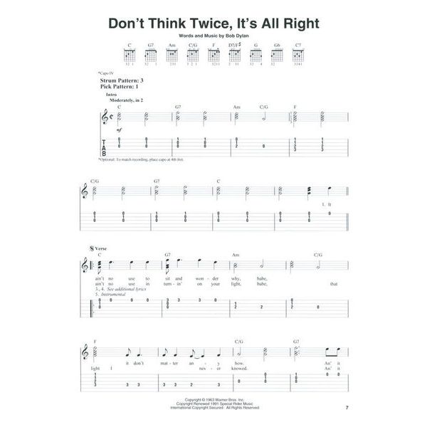 Hal Leonard Bob Dylan Easy Guitar Tab