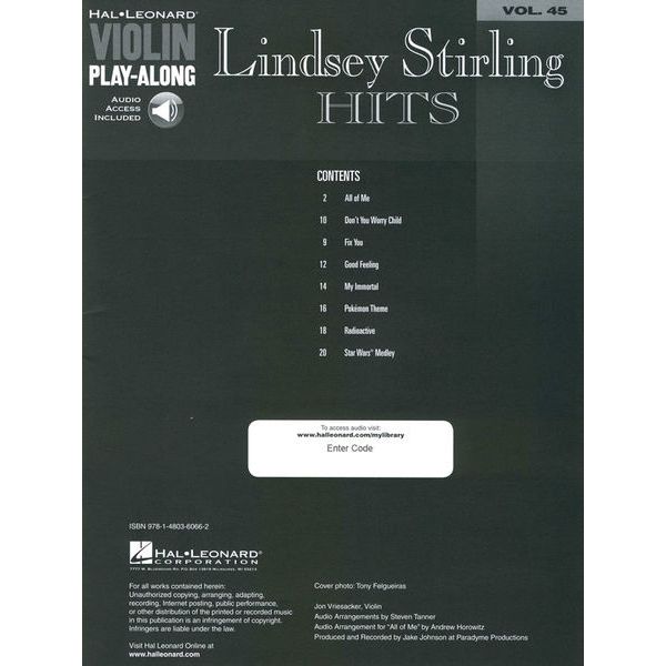 Hal Leonard Violin Play-Along Stirling Hit
