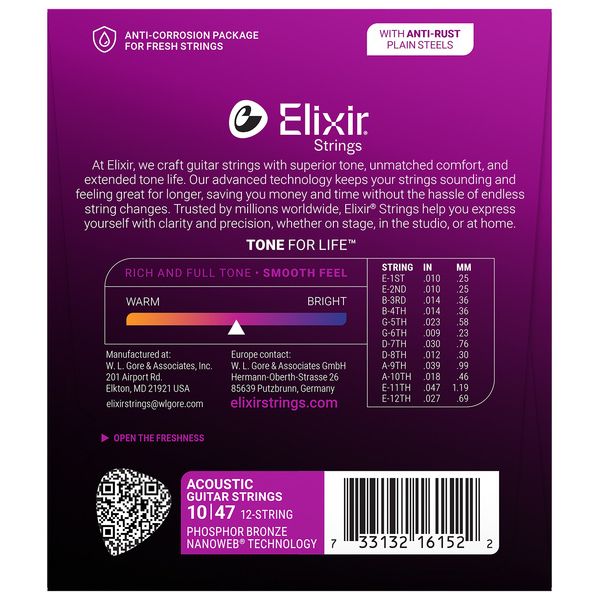 Elixir Nanoweb Light 12 Str. Phosphor