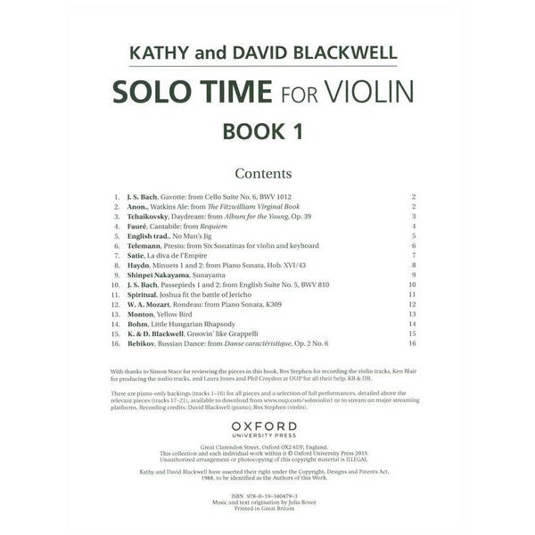 Oxford University Press Solo Time For Violin 1