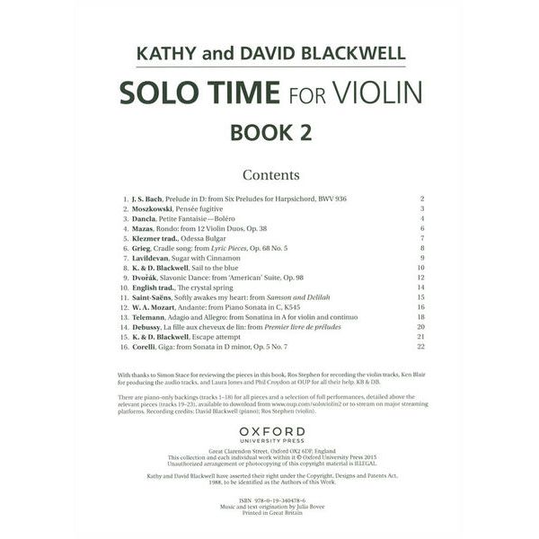 Oxford University Press Solo Time For Violin 2