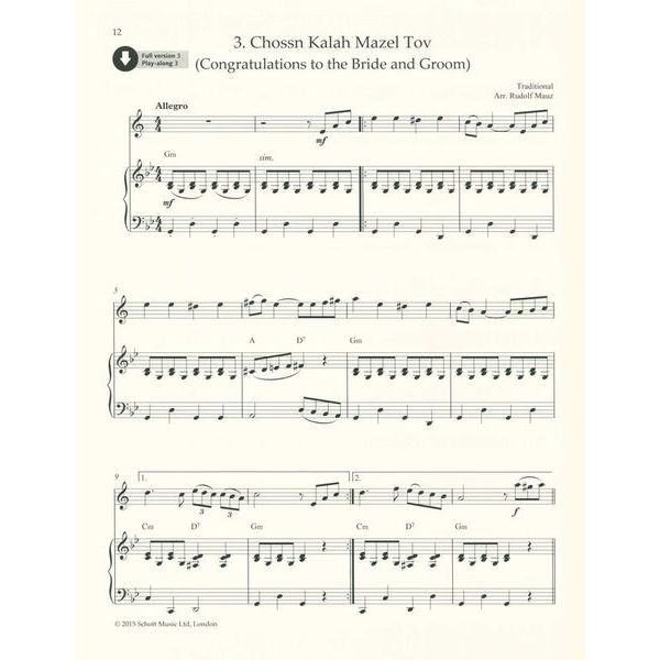 Schott Klezmer Tunes For Clarinet