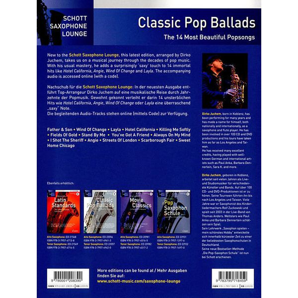 Schott Classic Pop Ballads Tenor Sax