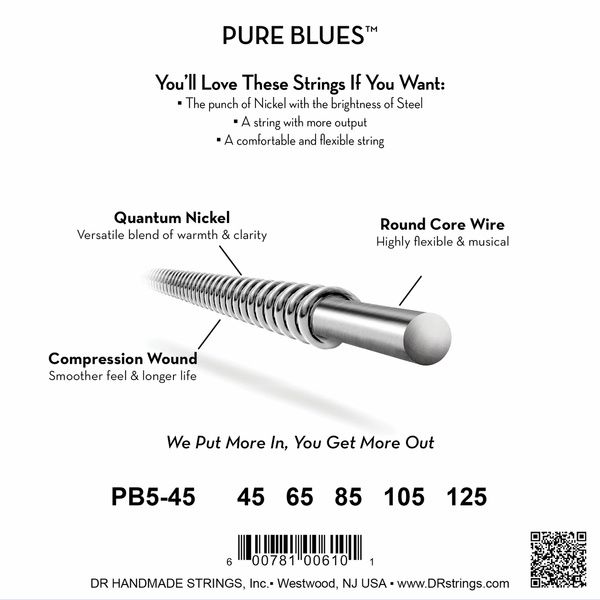 DR Strings Pure Blues PB5-45
