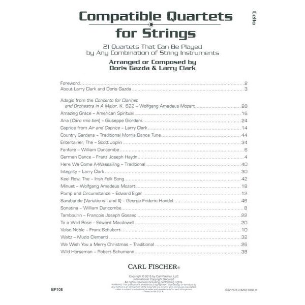 Carl Fischer Compatible Quartets Cello