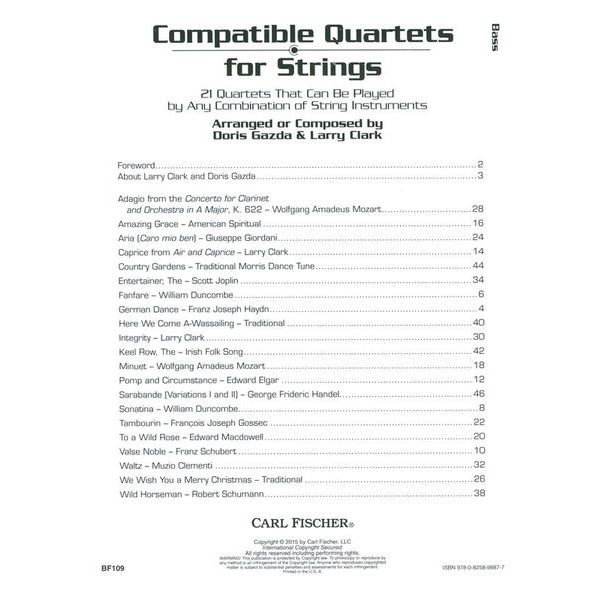 Carl Fischer Compatible Quartets Bass