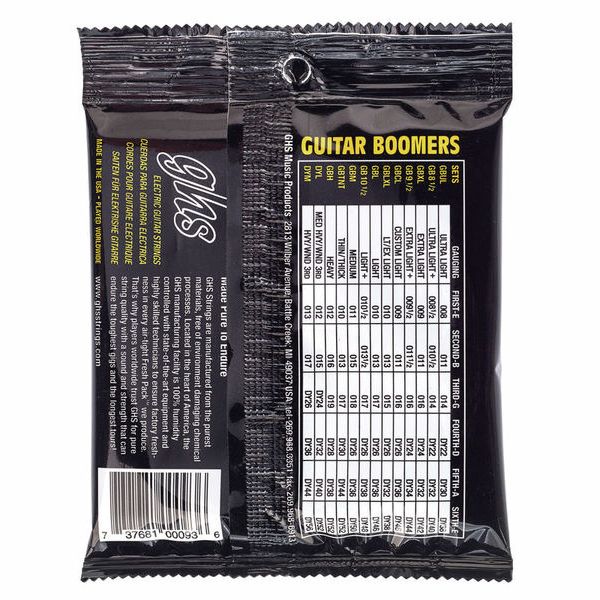 Cordes GHS BOOMERS Pour Guitare électrique 8 Cordes - Custom Light 009/074 - Son Puissant Et Brillant