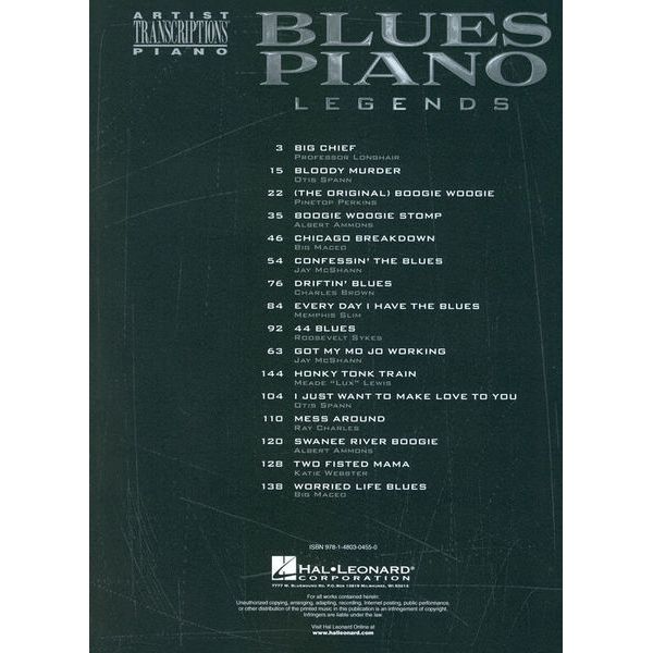 Hal Leonard Blues Piano Legends